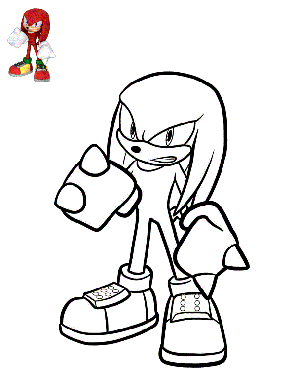Coloriage Knuckles le Échidna Rouge - Sonic à imprimer